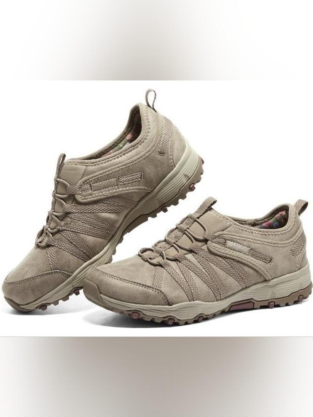 Skechers Seager Hiker Flowerette Dark Taupe Slip On Shoes Vegan Size 7.5